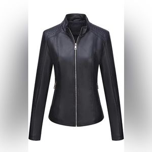 Women Motorcycle Biker  jacket Slim Size L